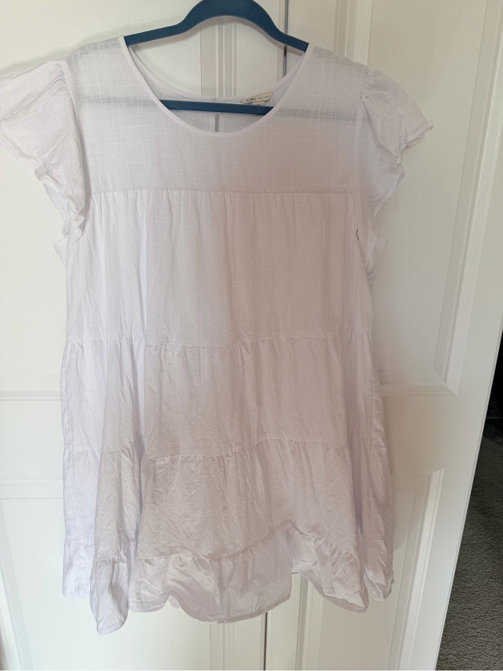 White Tiered Short Sleeve Babydoll Tunic